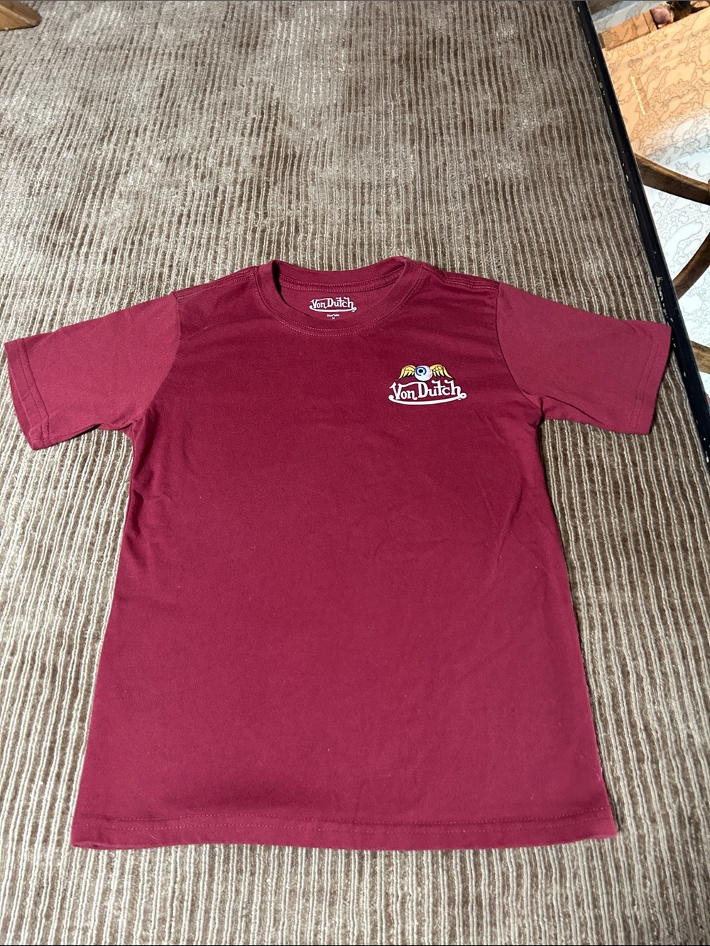 Von Dutch Maroon Short-Sleeve Logo youth Tee Medium streetwear skater boy